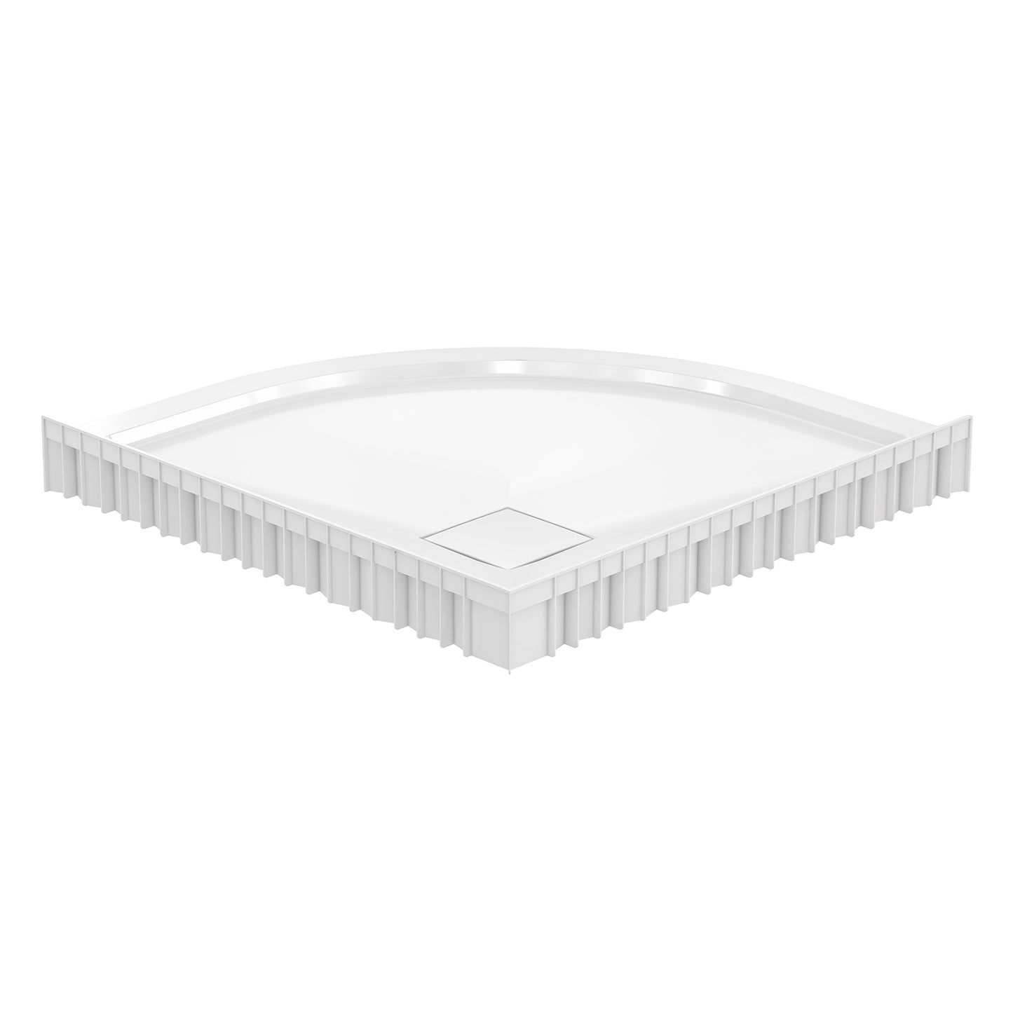 Marquette 38" x 38" Round Corner Double-Threshold Shower Pan Base with Center Drain in Glossy White