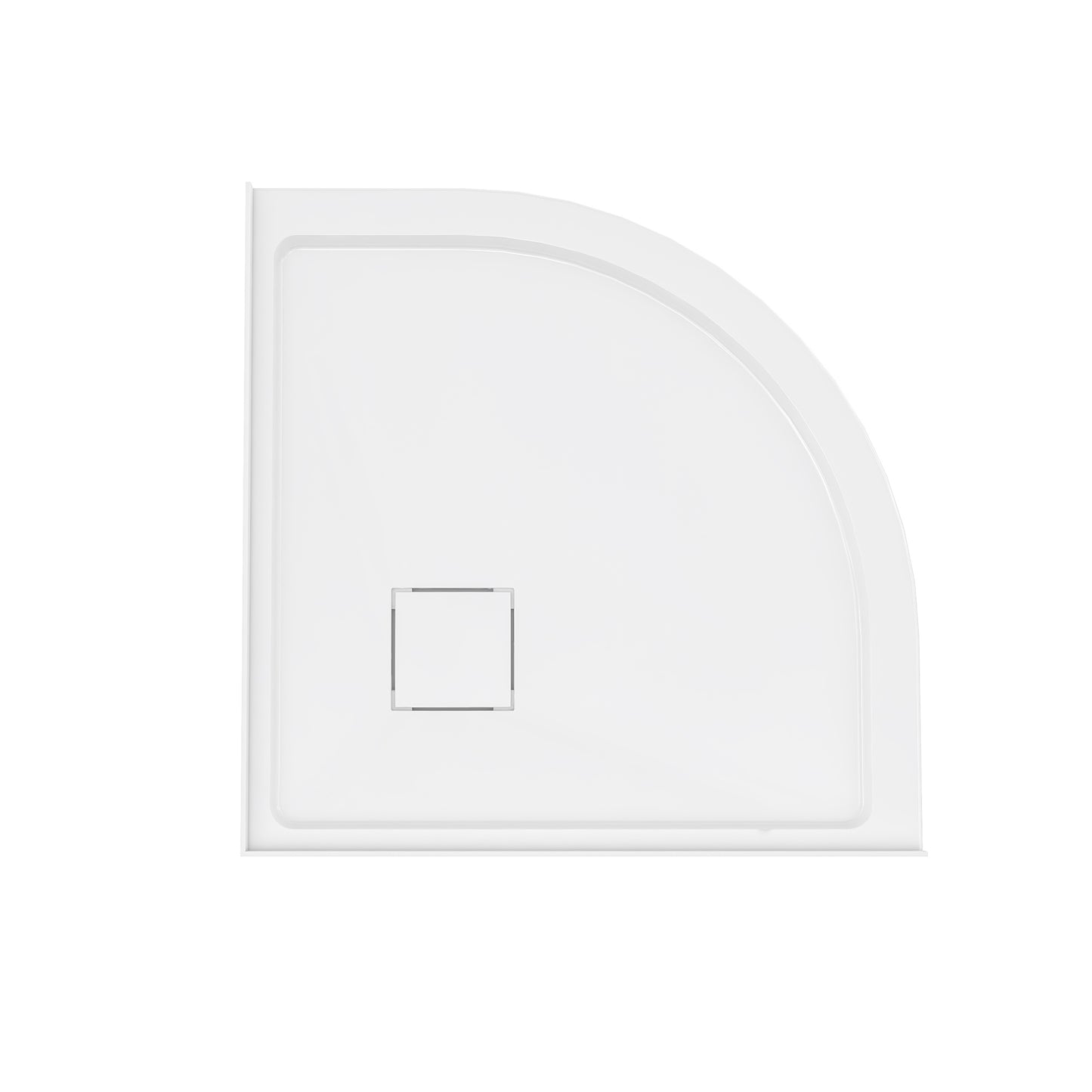 Marquette 36" x 36" Round Corner Double-Threshold Shower Pan Base with Center Drain in Glossy White