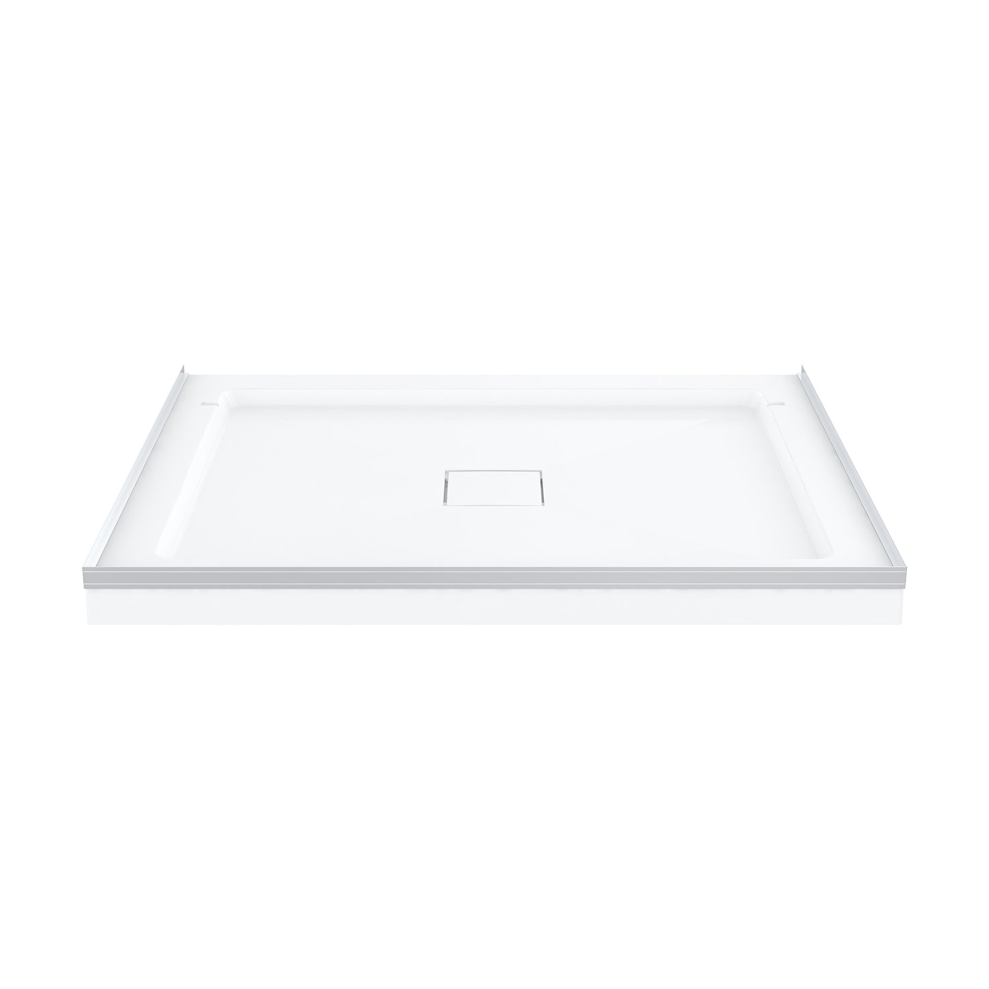 Marquette 42" x 34" Single or Double-Threshold Shower Pan Base with Center Drain and Removable Flange in Glossy White