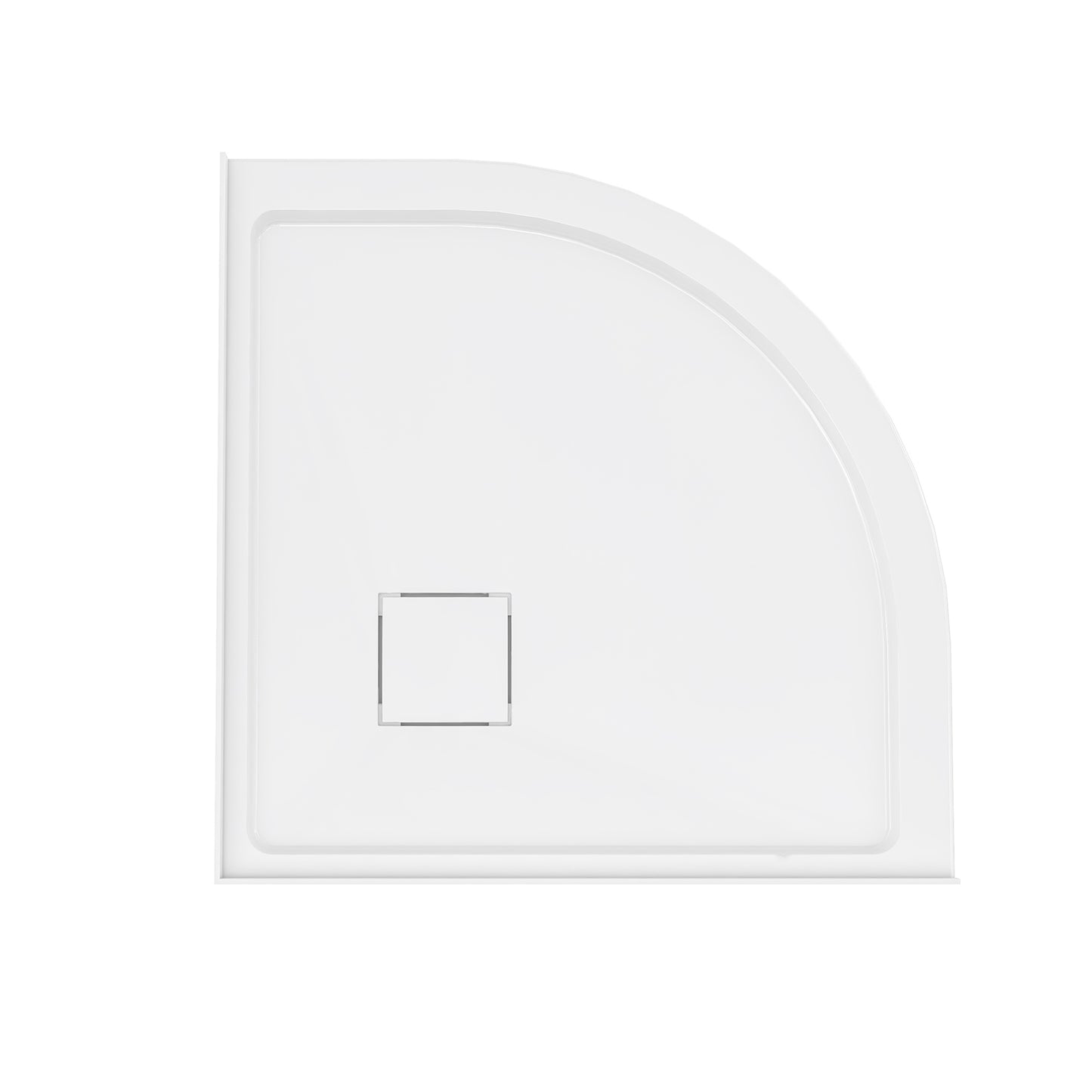 Marquette 38" x 38" Round Corner Double-Threshold Shower Pan Base with Center Drain in Glossy White