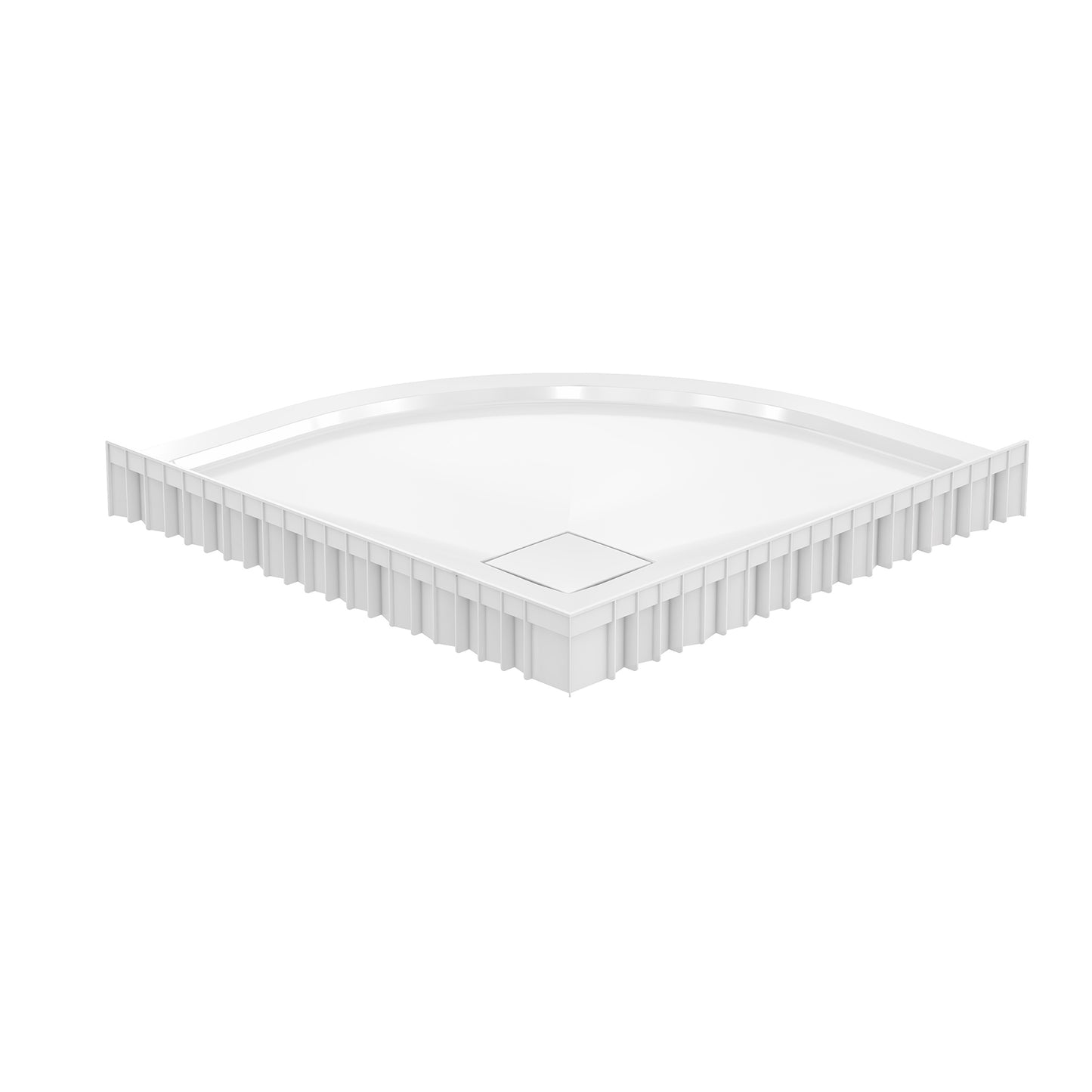 Marquette 36" x 36" Round Corner Double-Threshold Shower Pan Base with Center Drain in Glossy White