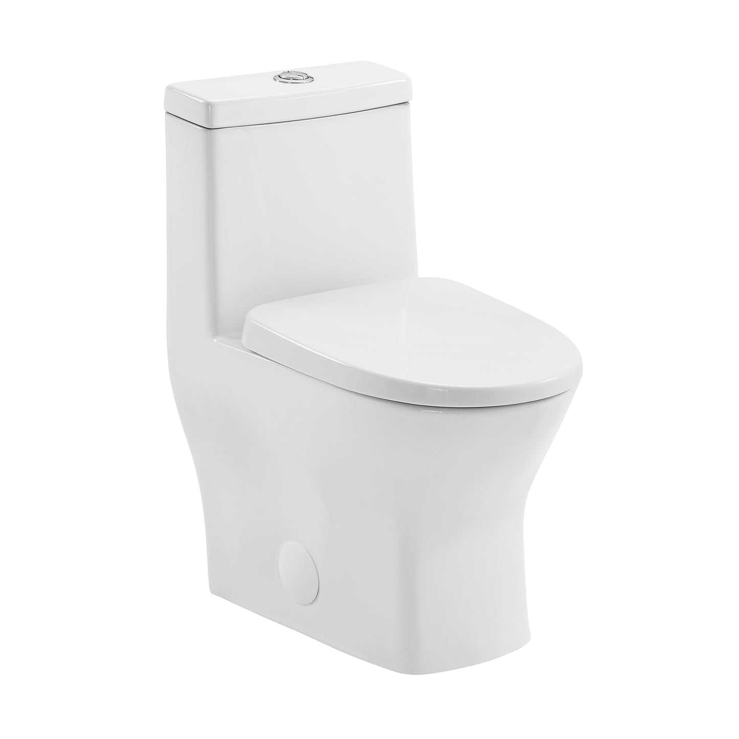 MacKenzie One-Piece 14" Rough-in 1.1/1.6 GPF Dual Top Flush Round Toilet in Glossy White