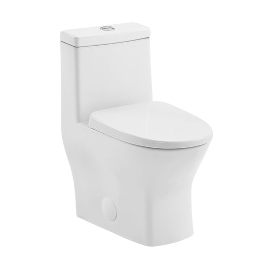 MacKenzie One-Piece 14" Rough-in 1.1/1.6 GPF Dual Top Flush Round Toilet in Glossy White