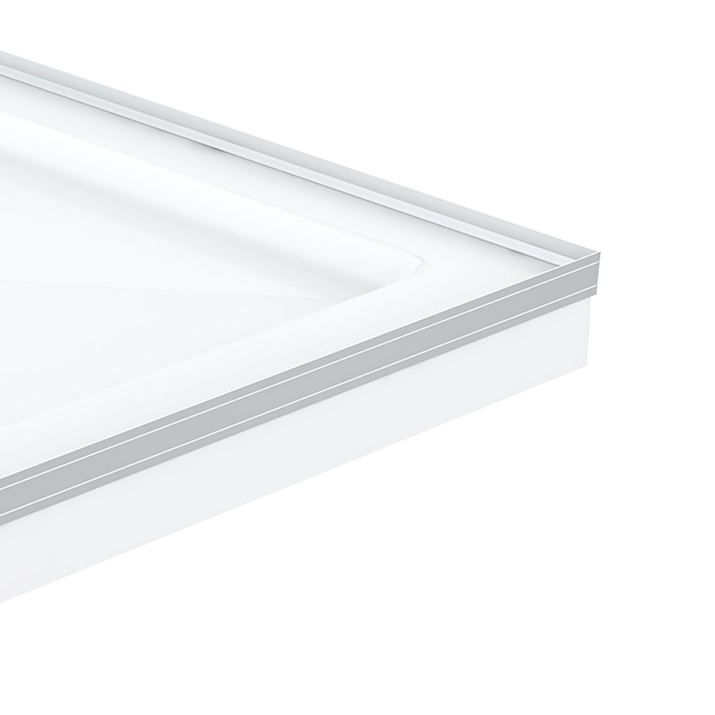 Marquette 42" x 34" Single or Double-Threshold Shower Pan Base with Center Drain and Removable Flange in Glossy White