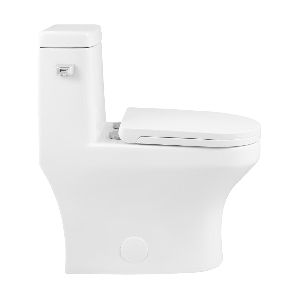 Vezina One-Piece Elongated 12" Rough-in 1.28 GPF Left Vortex Flush Toilet in Glossy White